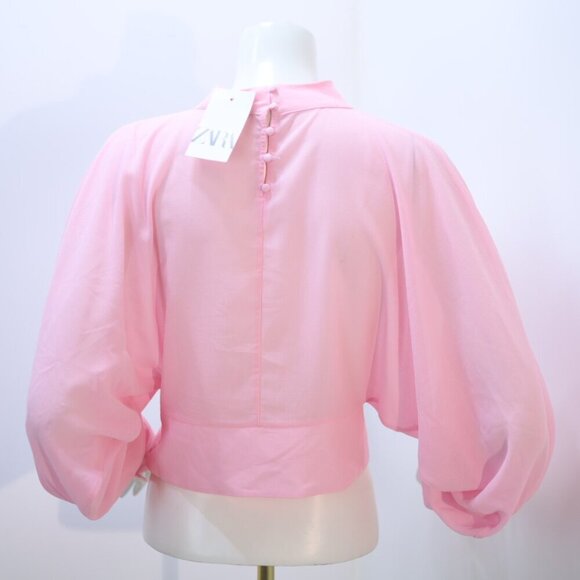 Zara Fitted Waist Flowy Pink Blouse Size L - Picture 3 of 7